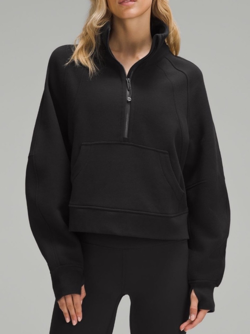 Lululemon Scuba Black Half-Zip Funnel Neck Oversized Sweatshirt | Size 10/L